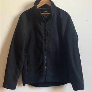 L.L. Bean Men's S Dark Charcoal Gray-Black Wool Blend Zip Front Pocket Jacket
